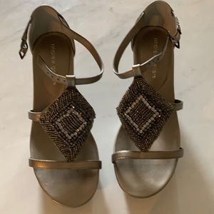 Women’s grey wedge sandals